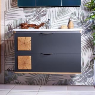 Тумба под раковину Бриклаер Форест 4627125414664 100 см дуб золотой/антрацит